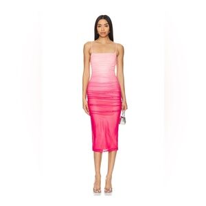 Lauren Midi Dress in Pink Ombré